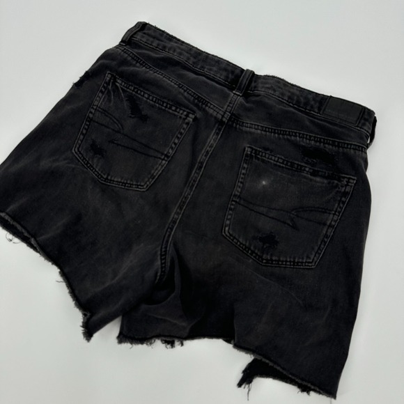 American Eagle Outfitters High Rise Baggy Shorts Womens Size 10 Black Distressed - Picture 2 of 10